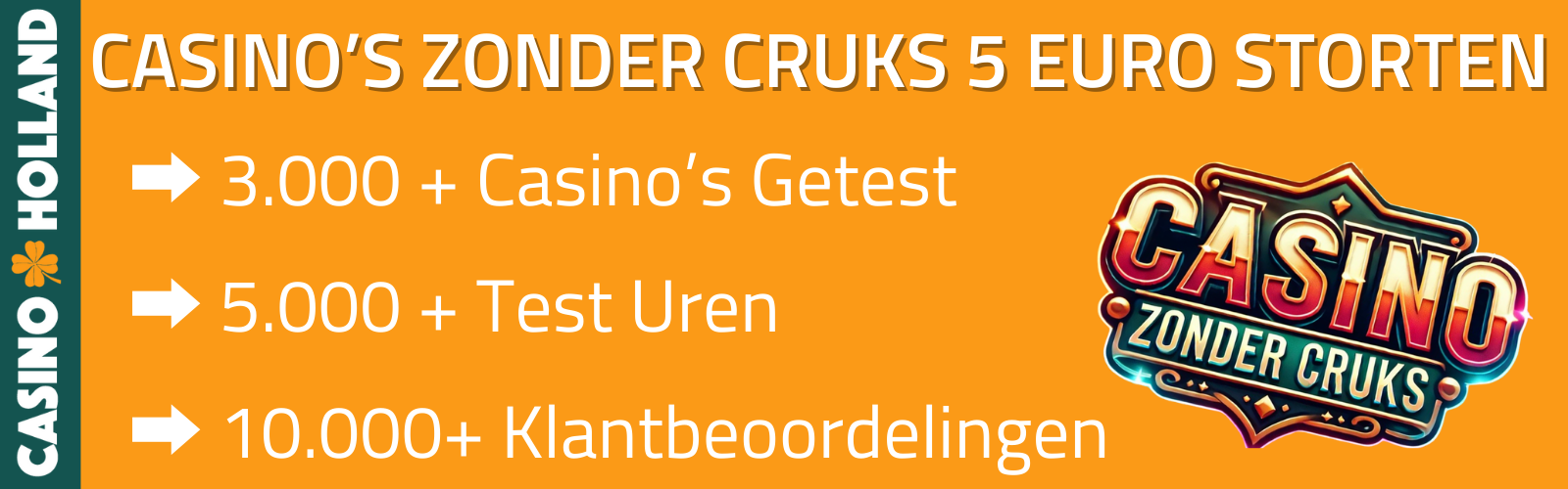 CASINO’S ZONDER CRUKS 5 EURO STORTEN